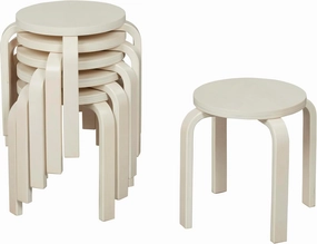 ECR4Kids Bentwood Stackable Stools, Classroom Furniture, White Wash, 6-Piece