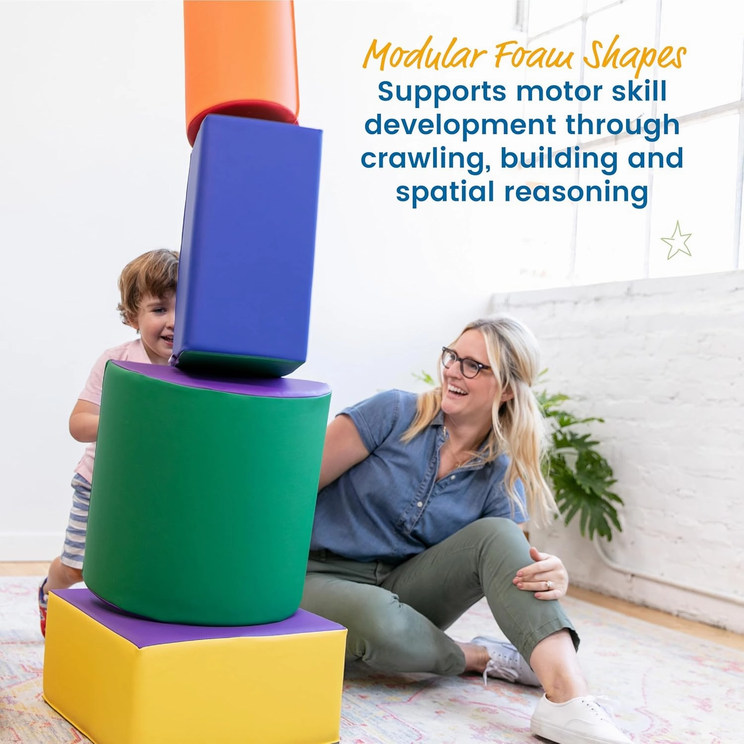 ECR4Kids SoftZone Climb and Crawl Playset, Building Blocks, Assorted, 5-Piece