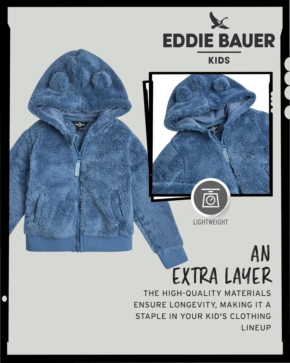 Eddie Bauer Toddler Zip Up Hoodie - Kids' Ultra Soft Sherpa Fleece Hoodie Sweatshirt for Toddler Boys and Girls (2T-4T)