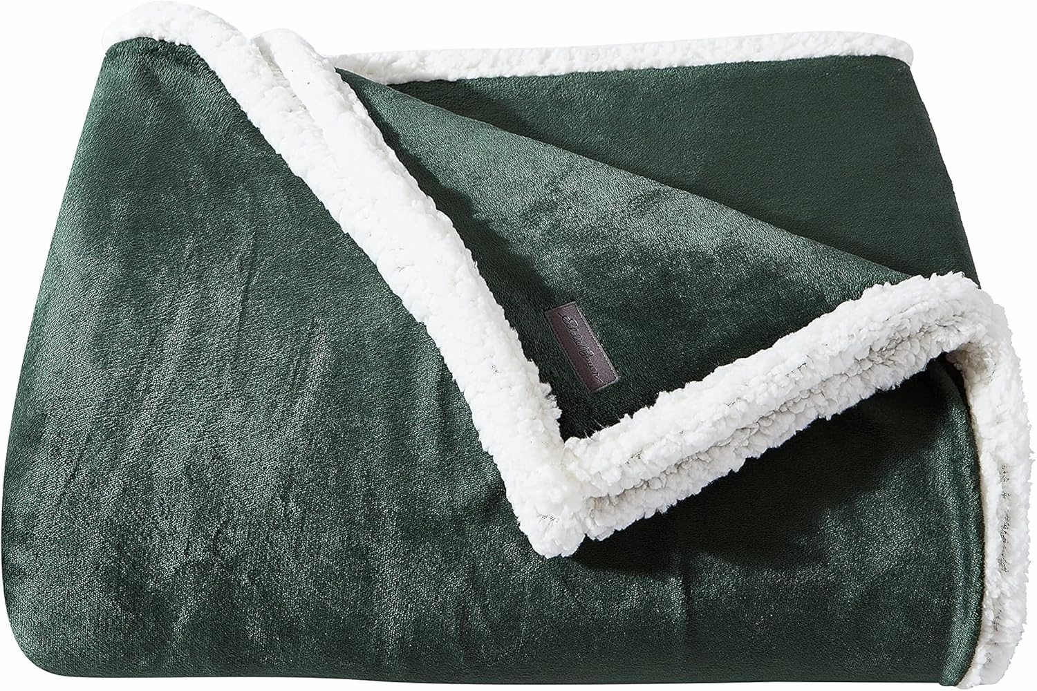 Eddie Bauer - Twin Blanket, Reversible Fleece & Faux Shearling Bedding, Plush Home Decor (Solid Green, Twin)