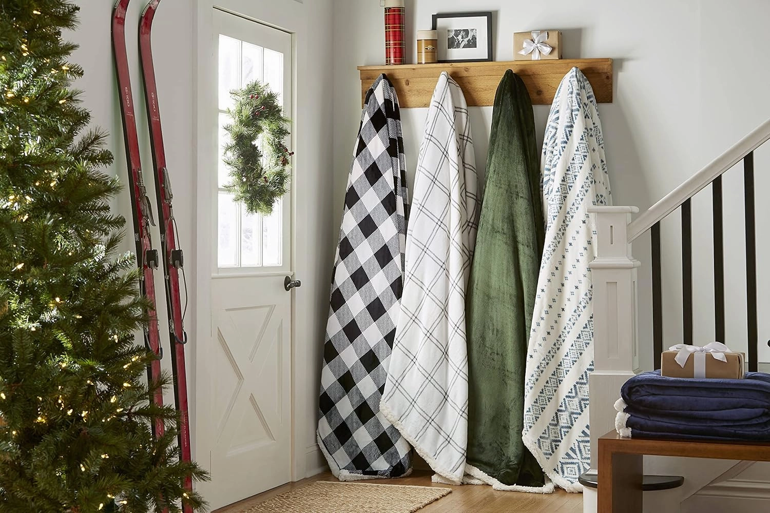 Eddie Bauer - Twin Blanket, Reversible Fleece & Faux Shearling Bedding, Plush Home Decor (Solid Green, Twin)