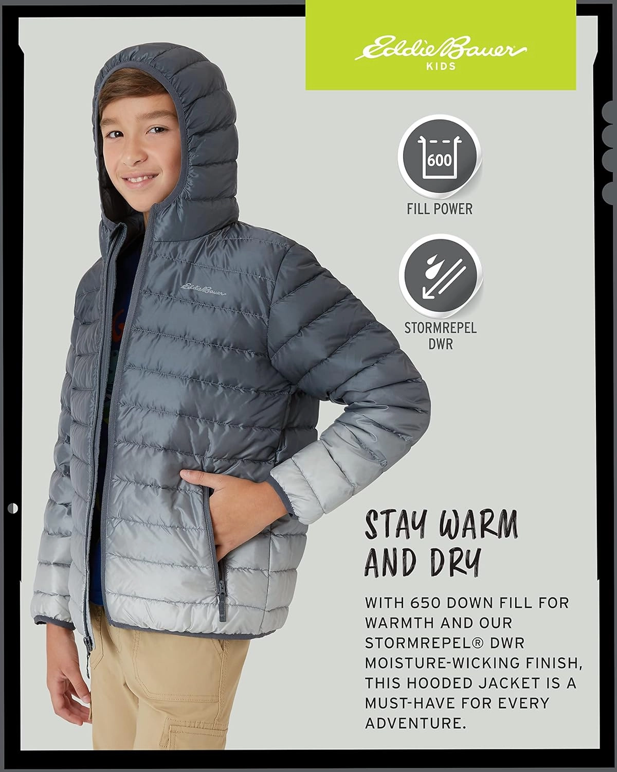 Eddie Bauer Boys' Jacket - CirrusLite Weather Resistant Down Coat for Boys - Insulated Quilted Bubble Puffer (3-20)