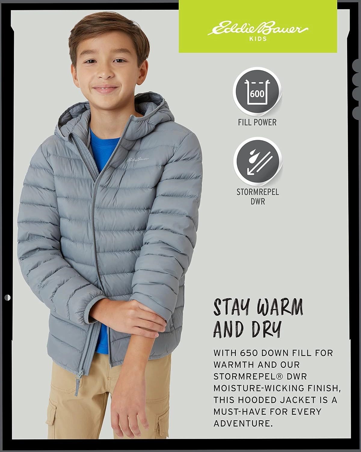 Eddie Bauer Boys' Jacket - CirrusLite Weather Resistant Down Coat for Boys - Insulated Quilted Bubble Puffer (3-20)