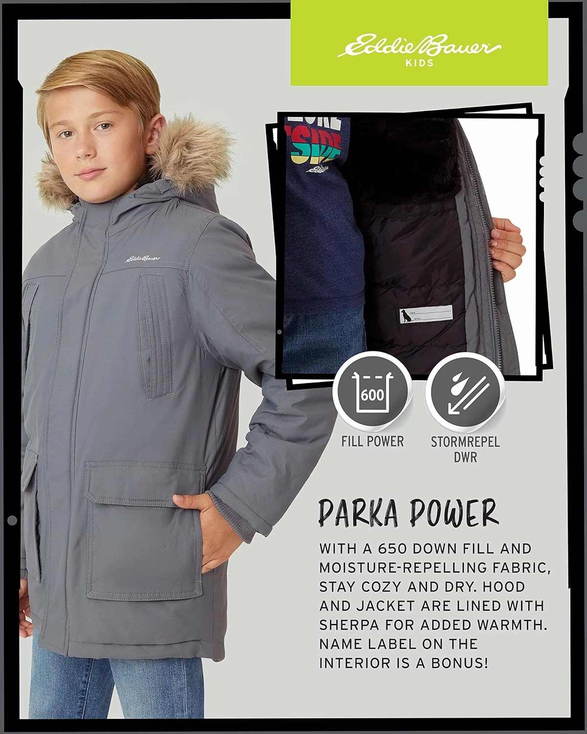 Eddie Bauer Boys' Winter Coat – Waterproof Heavyweight Down Parka Jacket with Faux Fur Hood (3-20)