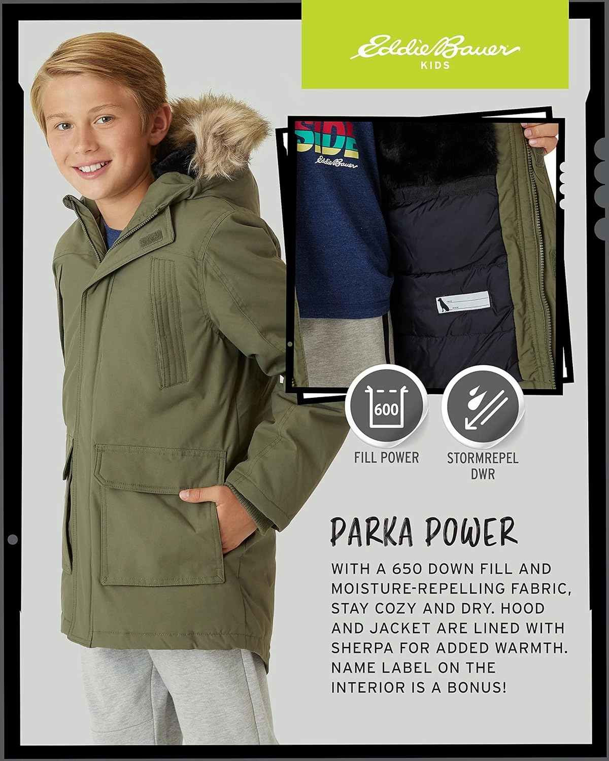Eddie Bauer Boys' Winter Coat – Waterproof Heavyweight Down Parka Jacket with Faux Fur Hood (3-20)