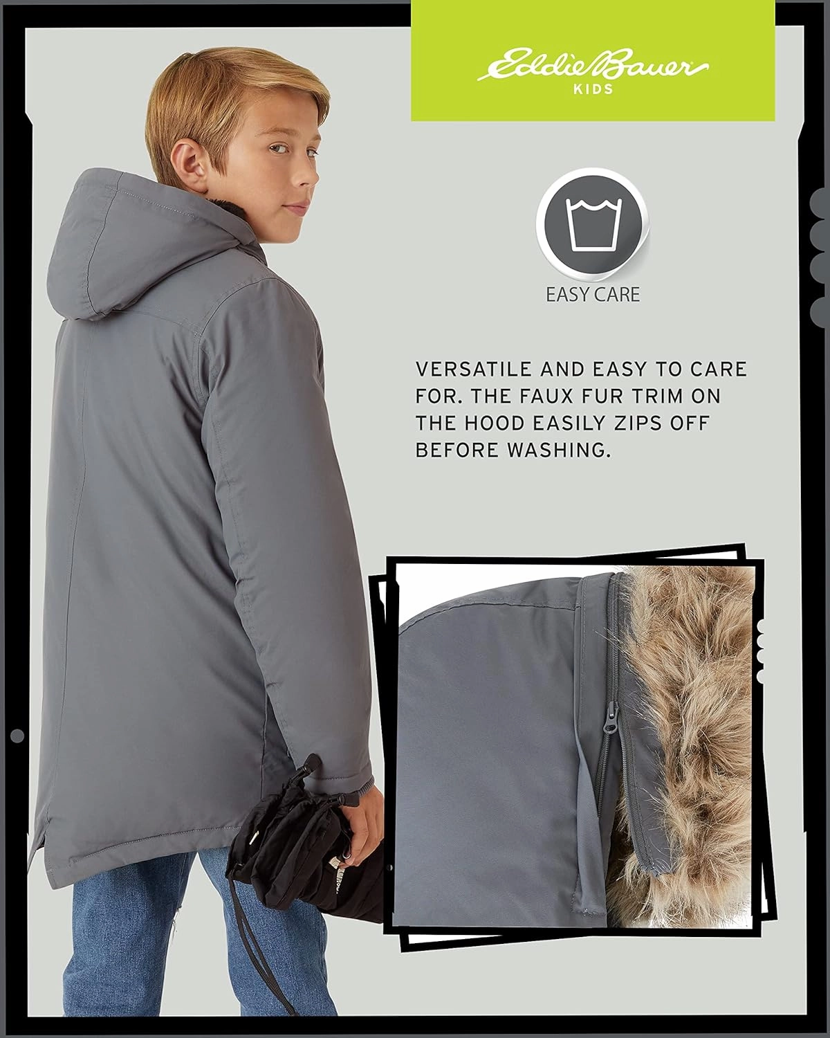 Eddie Bauer Boys' Winter Coat – Waterproof Heavyweight Down Parka Jacket with Faux Fur Hood (3-20)