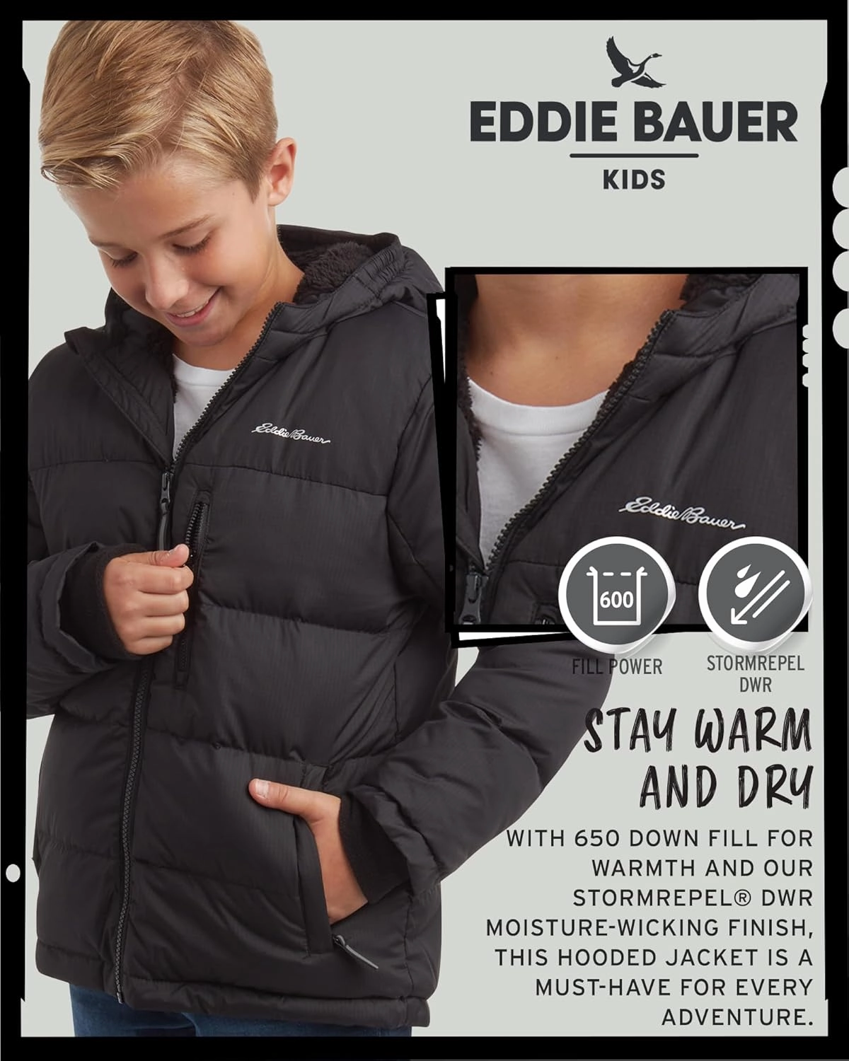 Eddie Bauer Boys' Winter Jacket - Heavyweight Quilted Down Jacket - Insulated Hooded Outerwear Coat for Boys (5-16)