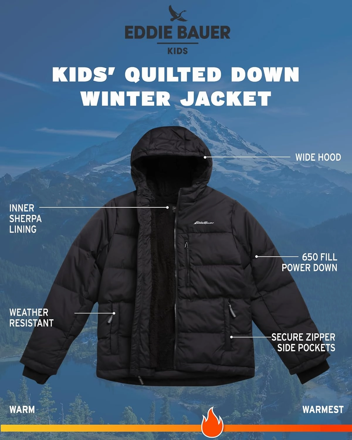 Eddie Bauer Boys' Winter Jacket - Heavyweight Quilted Down Jacket - Insulated Hooded Outerwear Coat for Boys (5-16)