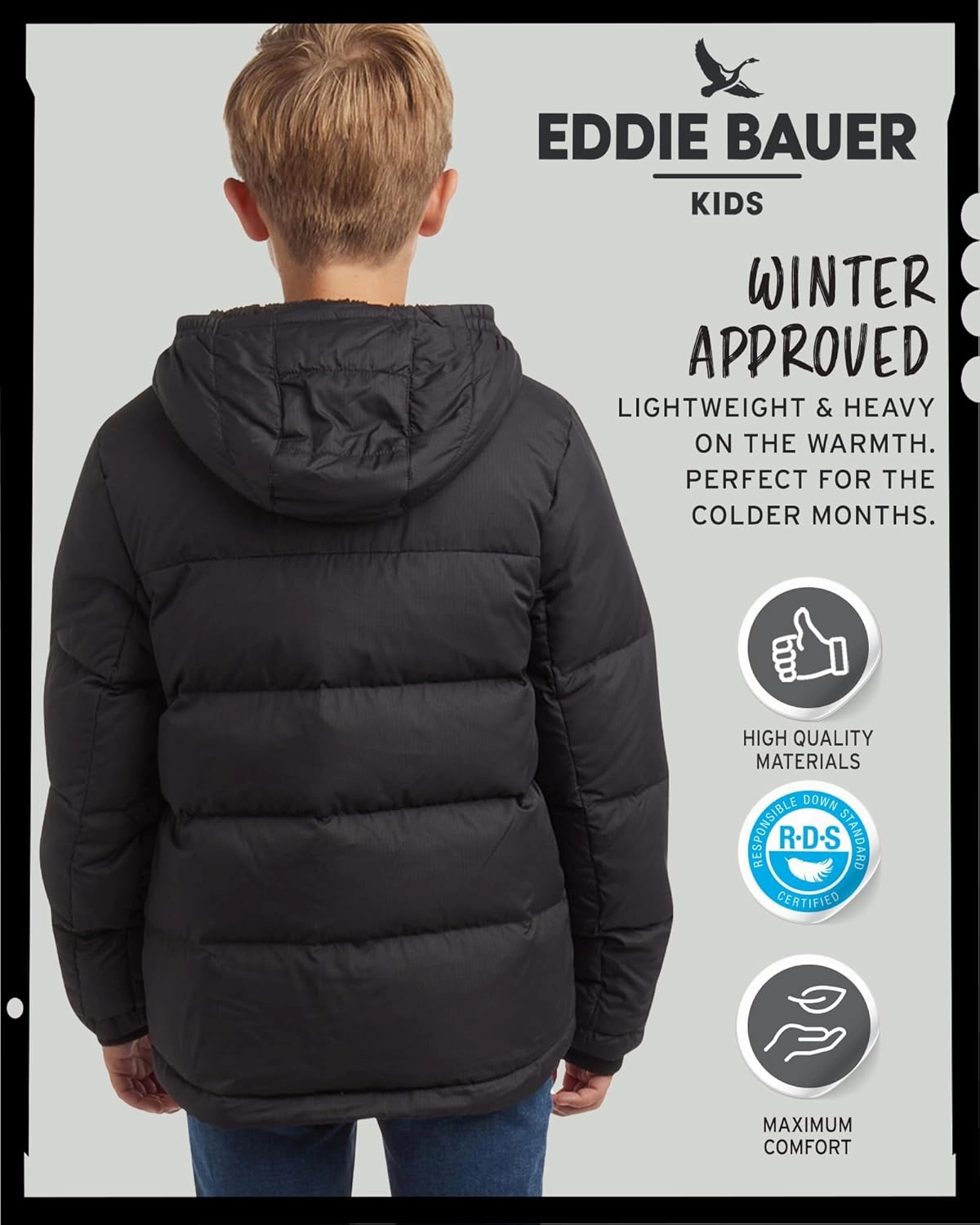 Eddie Bauer Boys' Winter Jacket - Heavyweight Quilted Down Jacket - Insulated Hooded Outerwear Coat for Boys (5-16)