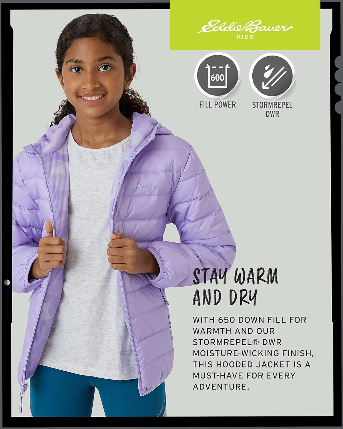 Eddie Bauer Girls' Jacket - CirrusLite Weather Resistant Down Coat for Girls - Insulated Quilted Bubble Puffer (3-20)