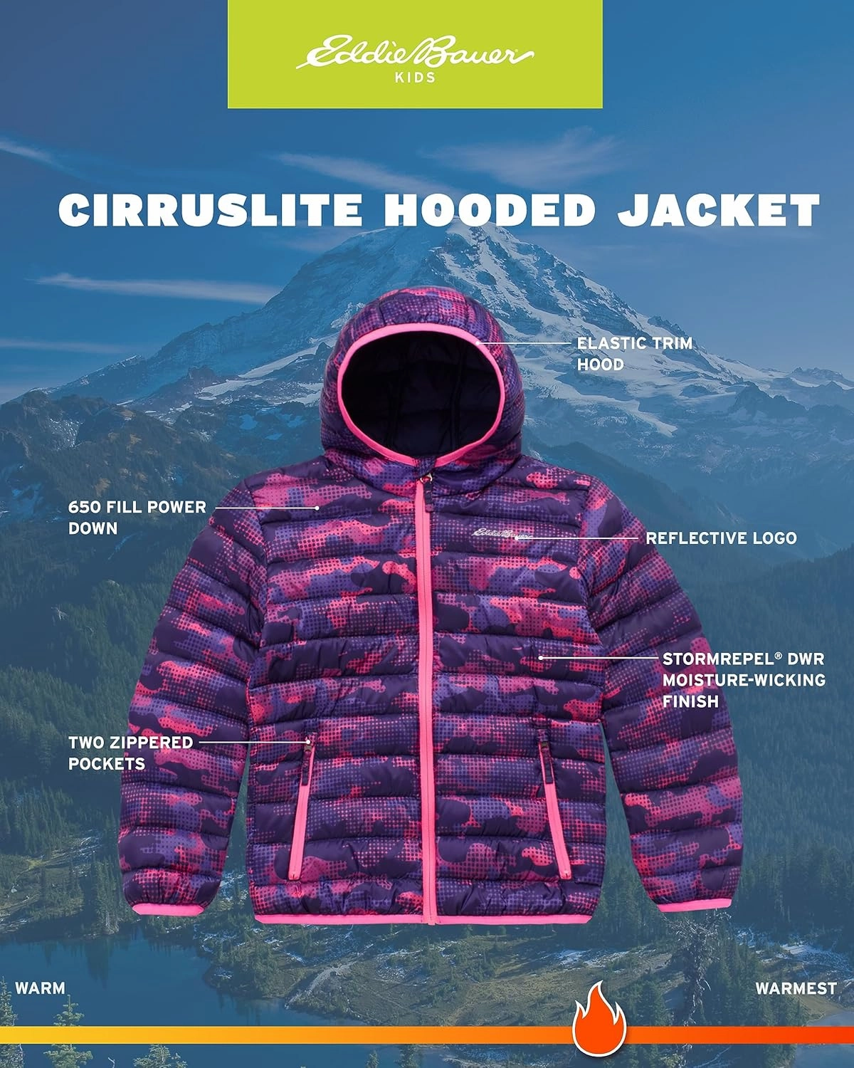 Eddie Bauer Girls' Jacket - CirrusLite Weather Resistant Down Coat for Girls - Insulated Quilted Bubble Puffer (3-20)