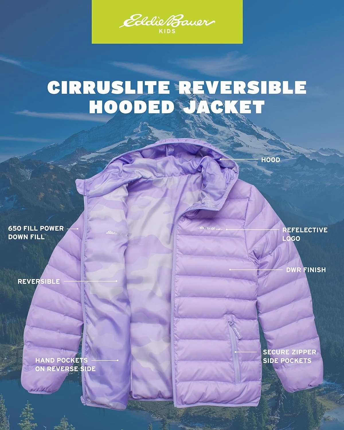 Eddie Bauer Girls' Jacket - CirrusLite Weather Resistant Down Coat for Girls - Insulated Quilted Bubble Puffer (3-20)