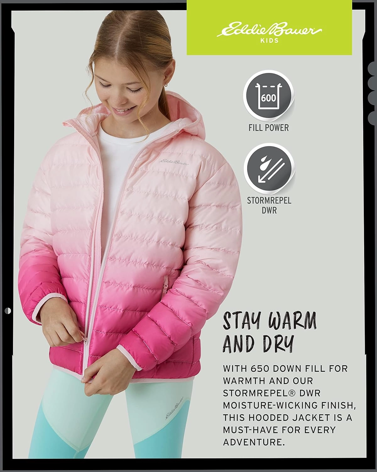 Eddie Bauer Girls' Jacket - CirrusLite Weather Resistant Down Coat for Girls - Insulated Quilted Bubble Puffer (3-20)