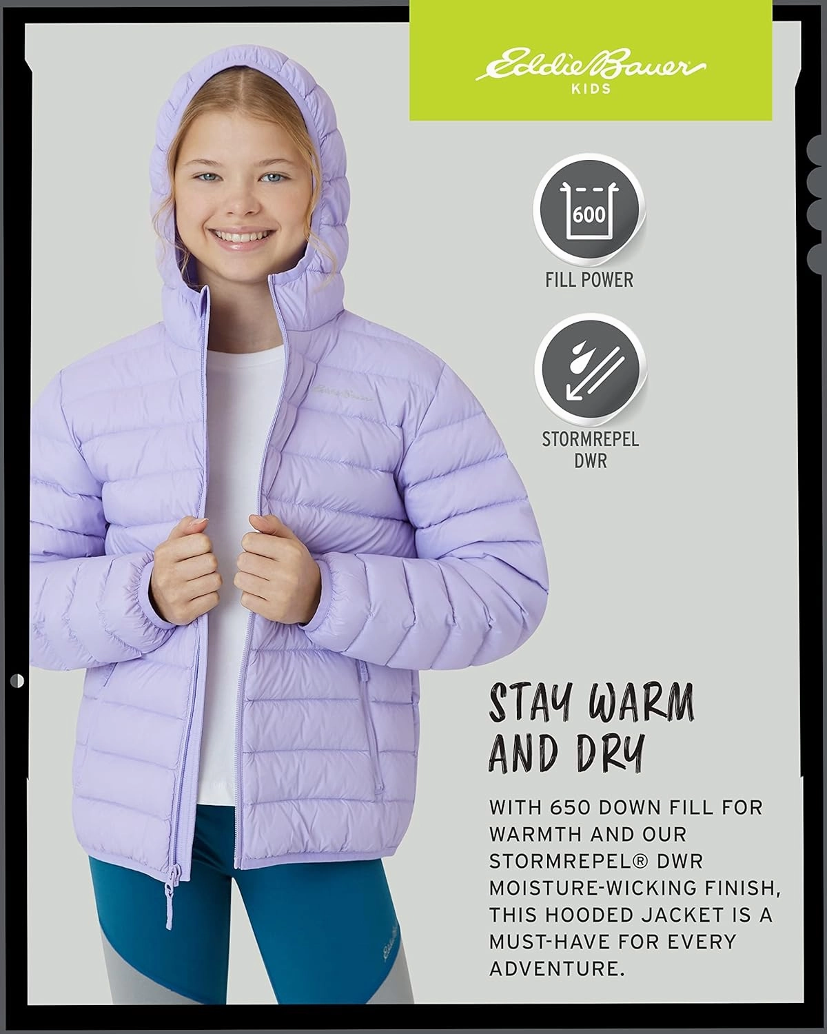 Eddie Bauer Girls' Jacket - CirrusLite Weather Resistant Down Coat for Girls - Insulated Quilted Bubble Puffer (3-20)