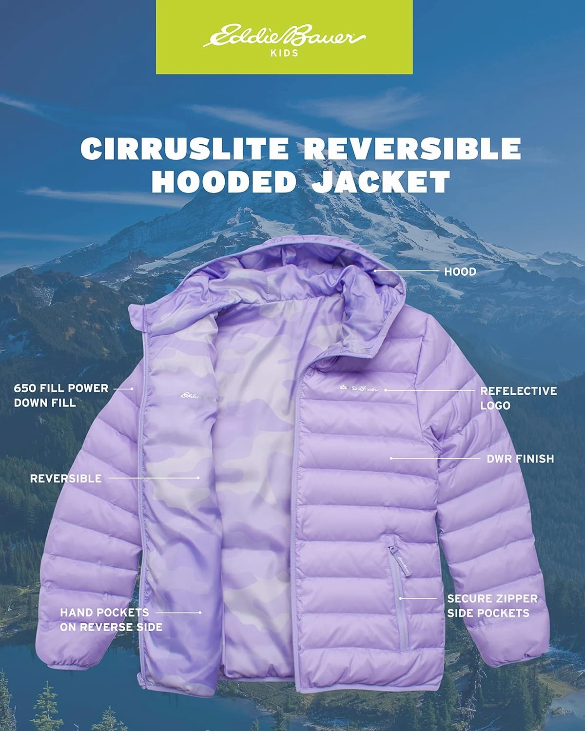 Eddie Bauer Girls' Jacket - CirrusLite Weather Resistant Down Coat for Girls - Insulated Quilted Bubble Puffer (3-20)