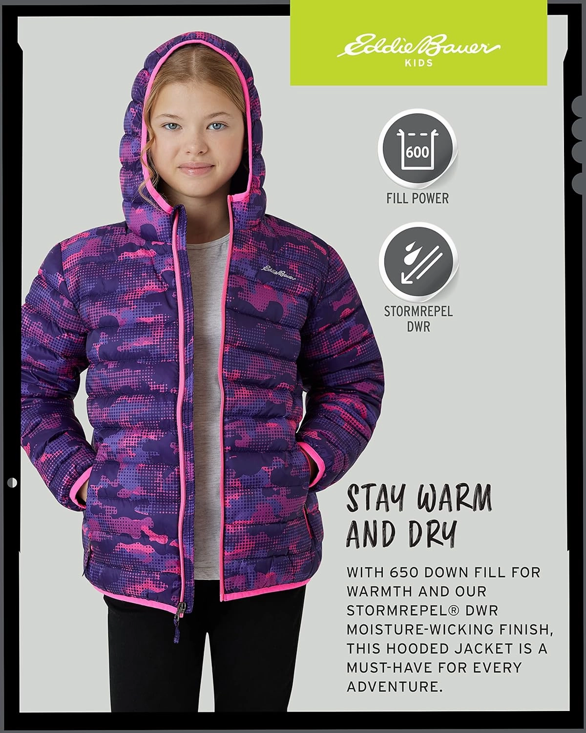 Eddie Bauer Girls' Jacket - CirrusLite Weather Resistant Down Coat for Girls - Insulated Quilted Bubble Puffer (3-20)
