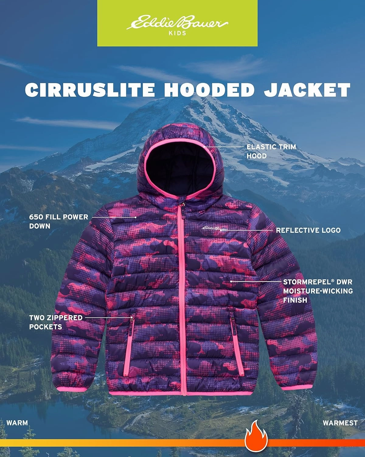 Eddie Bauer Girls' Jacket - CirrusLite Weather Resistant Down Coat for Girls - Insulated Quilted Bubble Puffer (3-20)