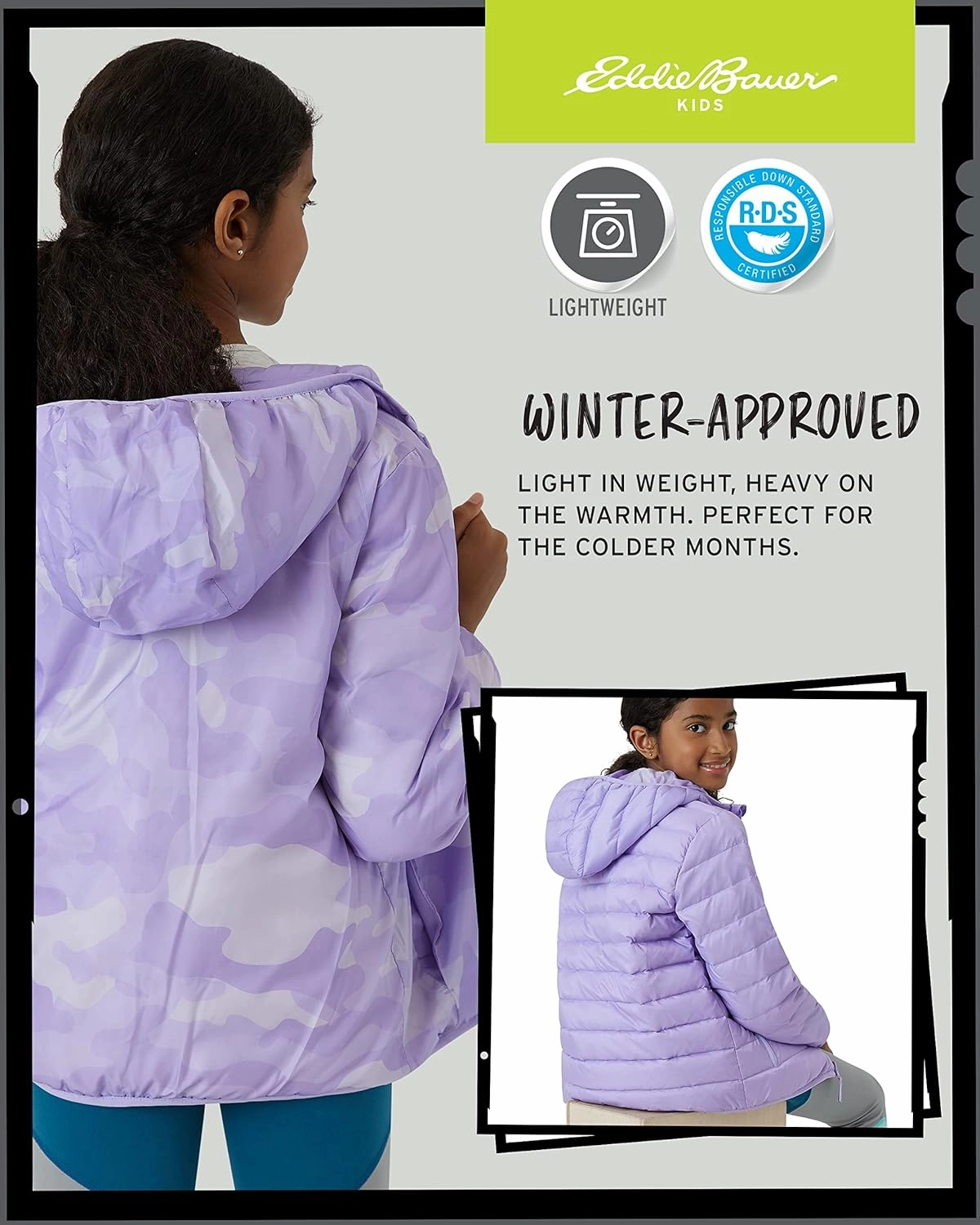 Eddie Bauer Girls' Jacket - CirrusLite Weather Resistant Down Coat for Girls - Insulated Quilted Bubble Puffer (3-20)