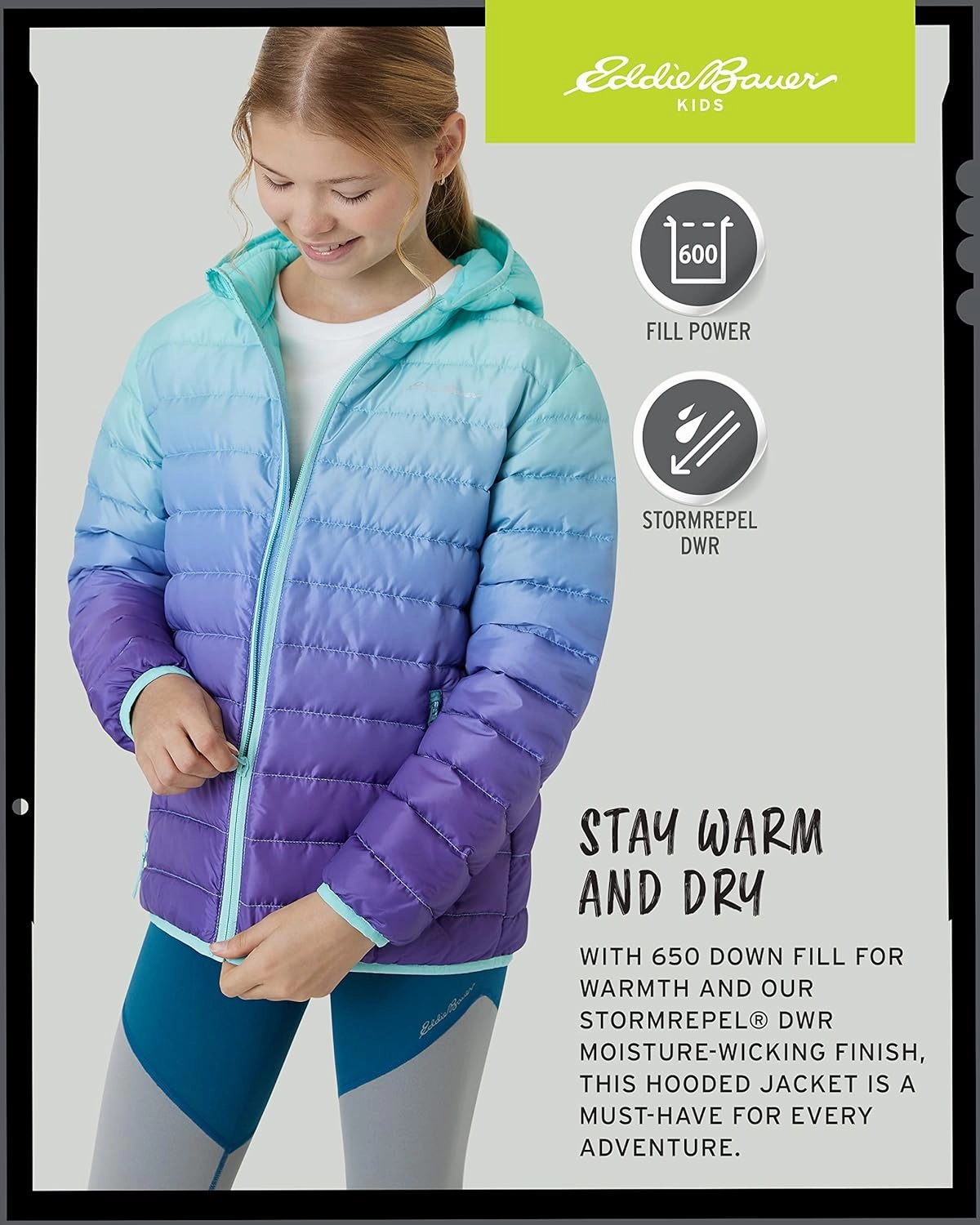 Eddie Bauer Girls' Jacket - CirrusLite Weather Resistant Down Coat for Girls - Insulated Quilted Bubble Puffer (3-20)