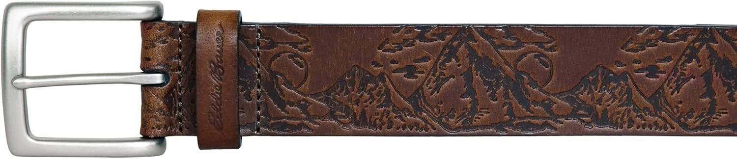 Eddie Bauer Men's Leather Belt | Casual | Everyday | Jeans | Trousers | Chinos | Metal Buckle