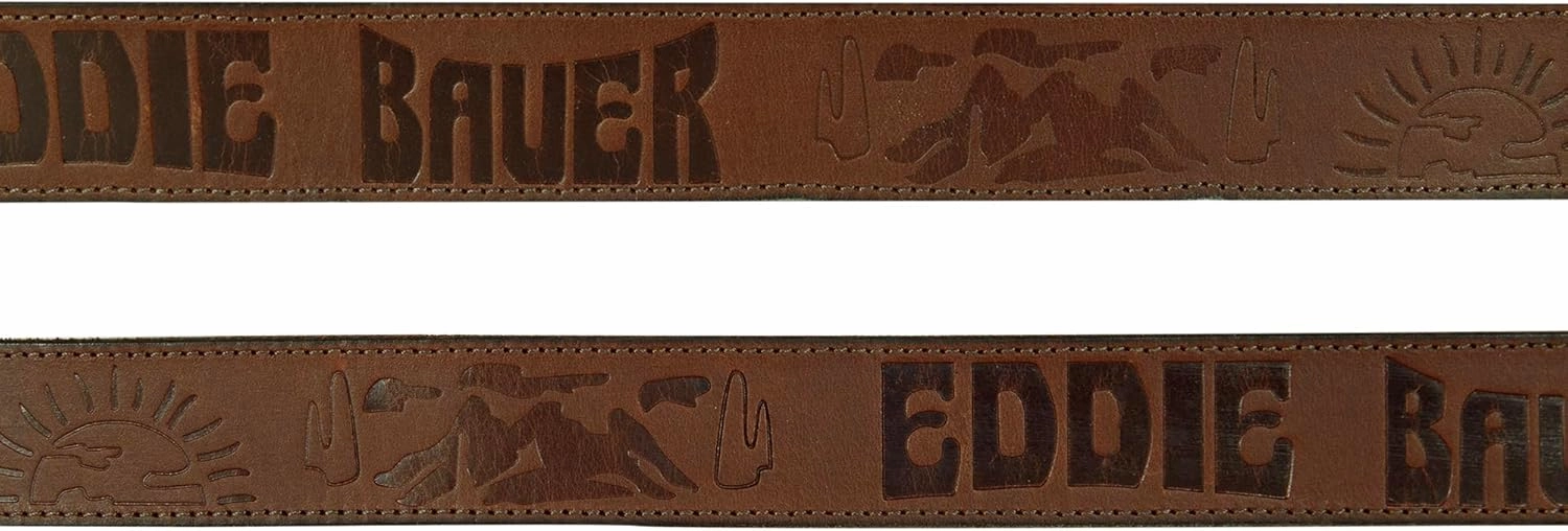 Eddie Bauer Men's Leather Belt | Casual | Everyday | Jeans | Trousers | Chinos | Metal Buckle