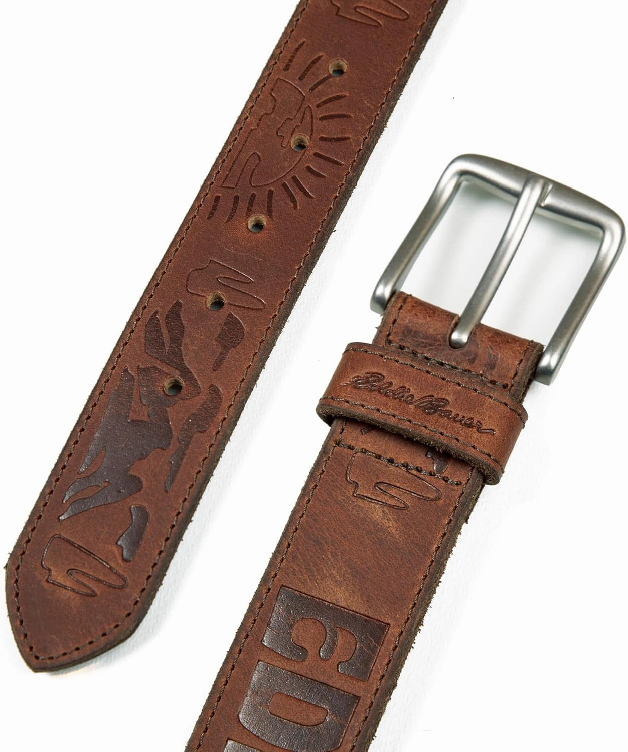 Eddie Bauer Men's Leather Belt | Casual | Everyday | Jeans | Trousers | Chinos | Metal Buckle