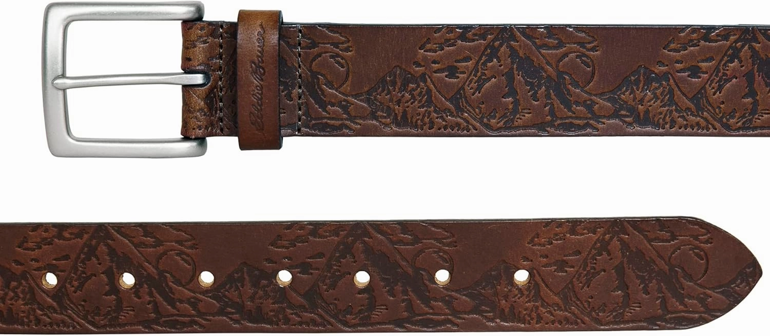 Eddie Bauer Men's Leather Belt | Casual | Everyday | Jeans | Trousers | Chinos | Metal Buckle
