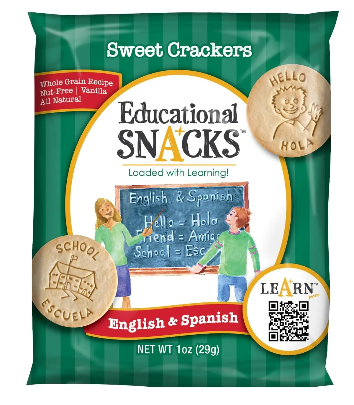 EDUCATIONAL SNACKS – English & Spanish Bilingual Edition | Nut-Free Educational Snacks for Kids | Learn 50  Vocabulary Words & Numbers in Two Languages – Different Mix in Every Bag | 24-Pack for ESL Groups & Family Learning
