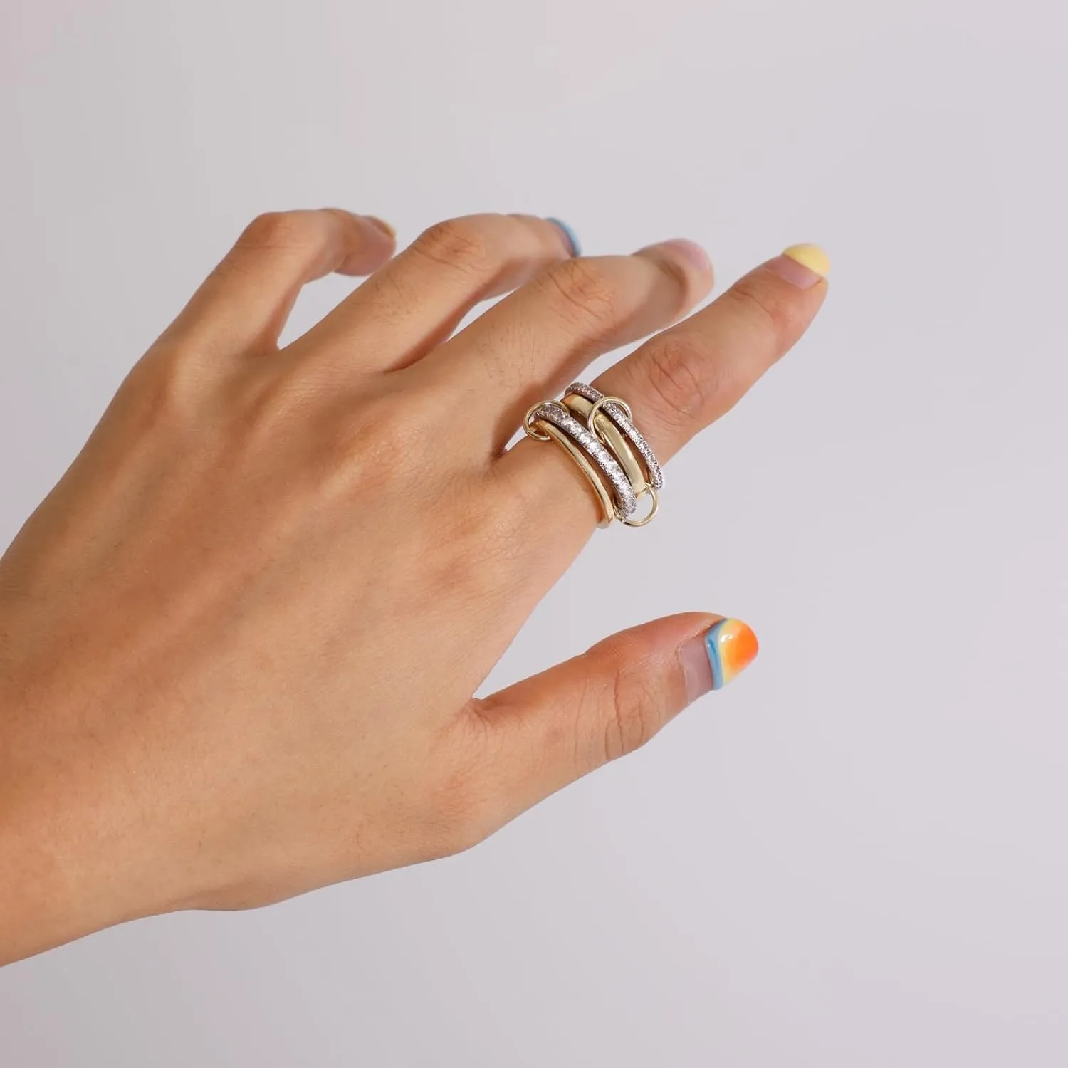 Elegant Gold Stackable Rings for Women - Non Tarnish Tri Color Rings Set, Perfect for Everyday Wear Ring Band, Fashion Jewelry with CZ, Ideal Promise Rings Gift for Her