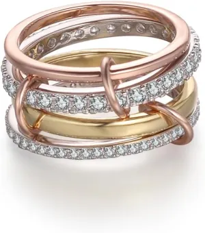 Elegant Gold Stackable Rings for Women - Non Tarnish Tri Color Rings Set, Perfect for Everyday Wear Ring Band, Fashion Jewelry with CZ, Ideal Promise Rings Gift for Her