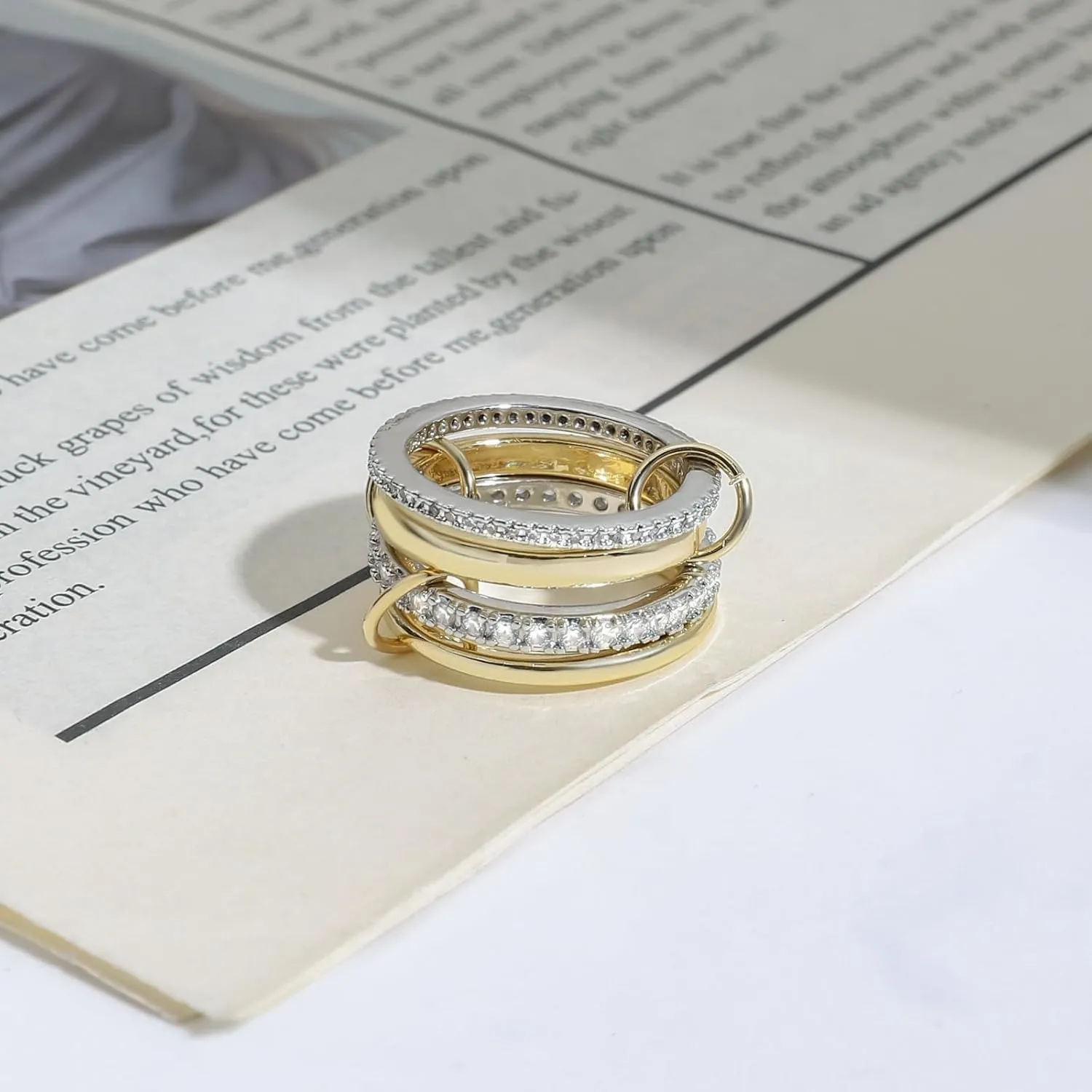 Elegant Gold Stackable Rings for Women - Non Tarnish Tri Color Rings Set, Perfect for Everyday Wear Ring Band, Fashion Jewelry with CZ, Ideal Promise Rings Gift for Her