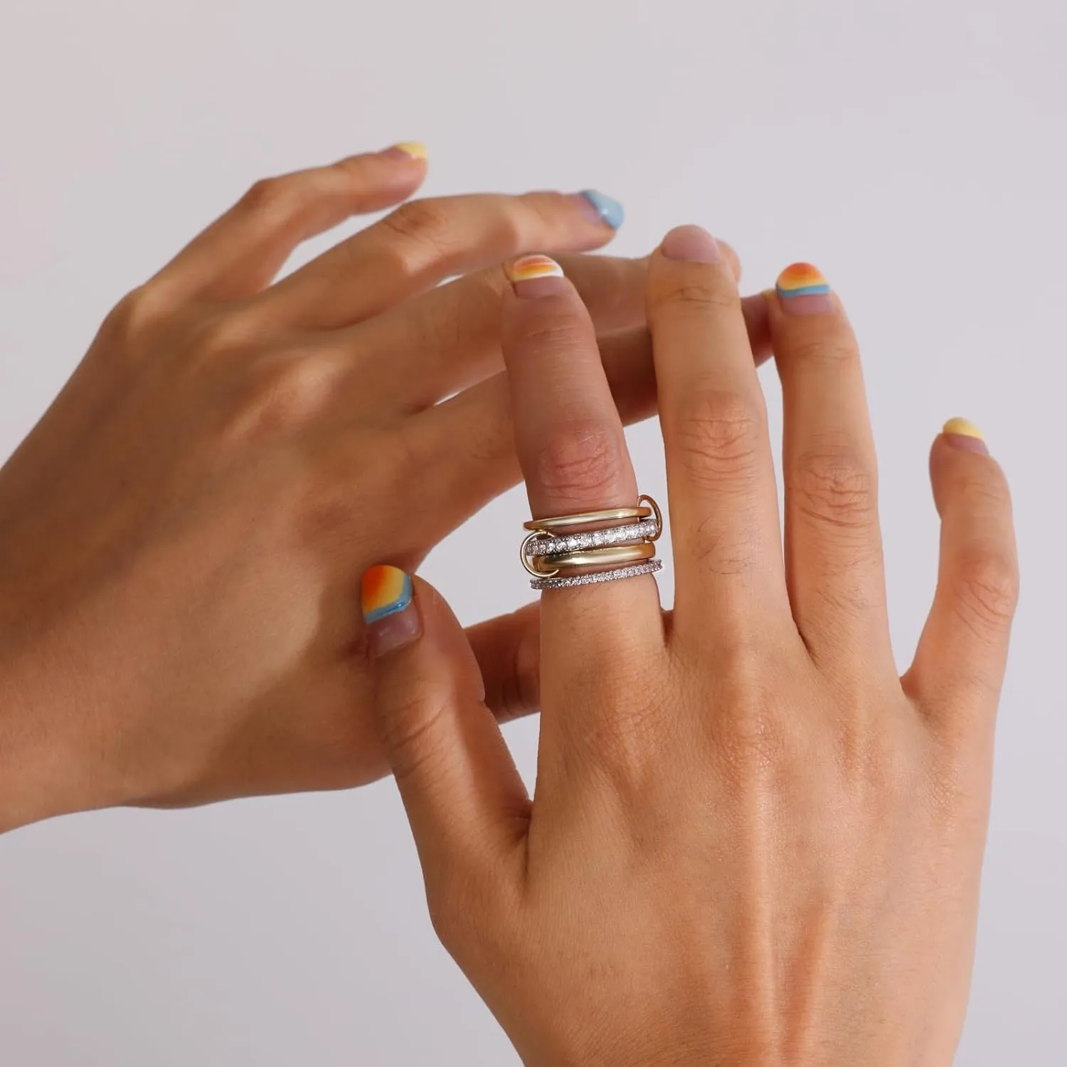 Elegant Gold Stackable Rings for Women - Non Tarnish Tri Color Rings Set, Perfect for Everyday Wear Ring Band, Fashion Jewelry with CZ, Ideal Promise Rings Gift for Her