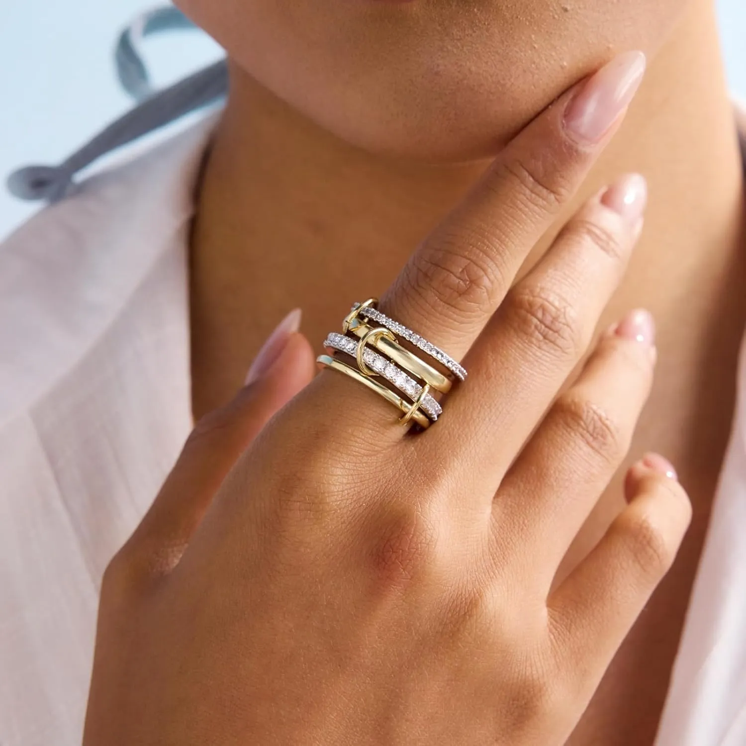 Elegant Gold Stackable Rings for Women - Non Tarnish Tri Color Rings Set, Perfect for Everyday Wear Ring Band, Fashion Jewelry with CZ, Ideal Promise Rings Gift for Her