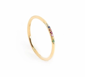 Elegant Jewel Box Women Multi sapphires ring, 6 Sapphires skinny ring, Multi color ring, Ultra thin ring, Delicate ring, Knuckle ring, Extra thin band 1.1mm