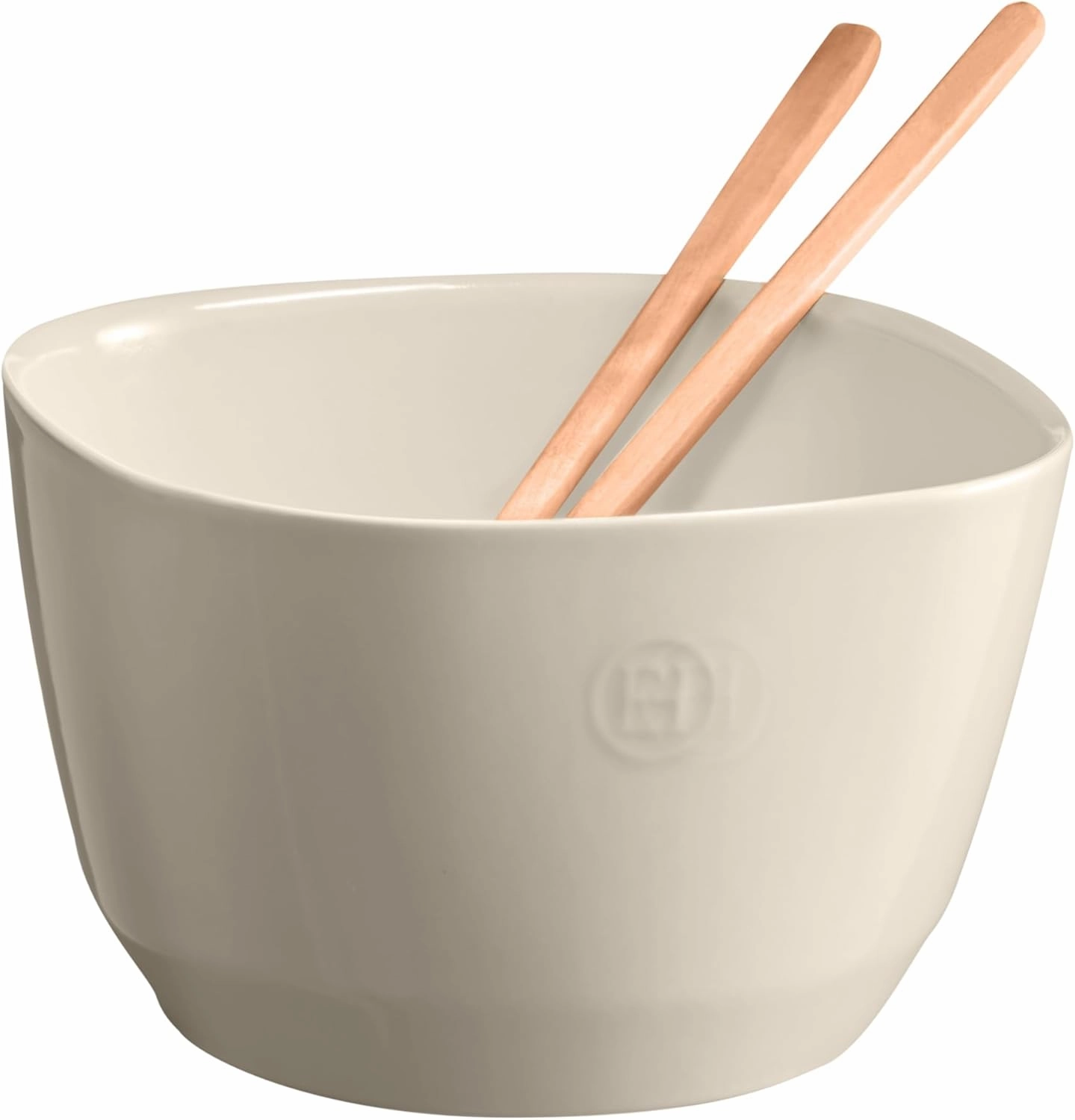 Emile Henry Made in France Ceramic Medium Salad Bowl 8.75"x 8.6"x 5.5"- 3.5Qt |Clay