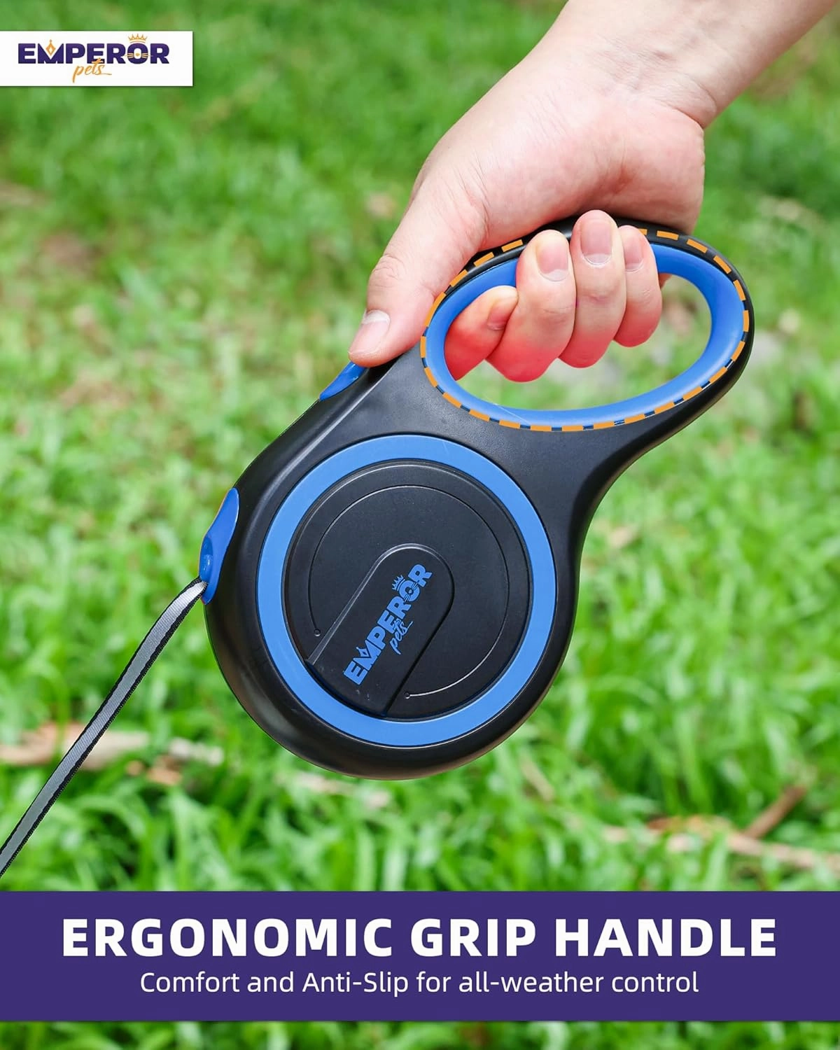 Emperor Pets 26 ft Retractable Leash Large Dogs - Up to 110lb, Heavy Duty Retractable 26 ft Leashes for Large Breed Medium Dogs -BL26