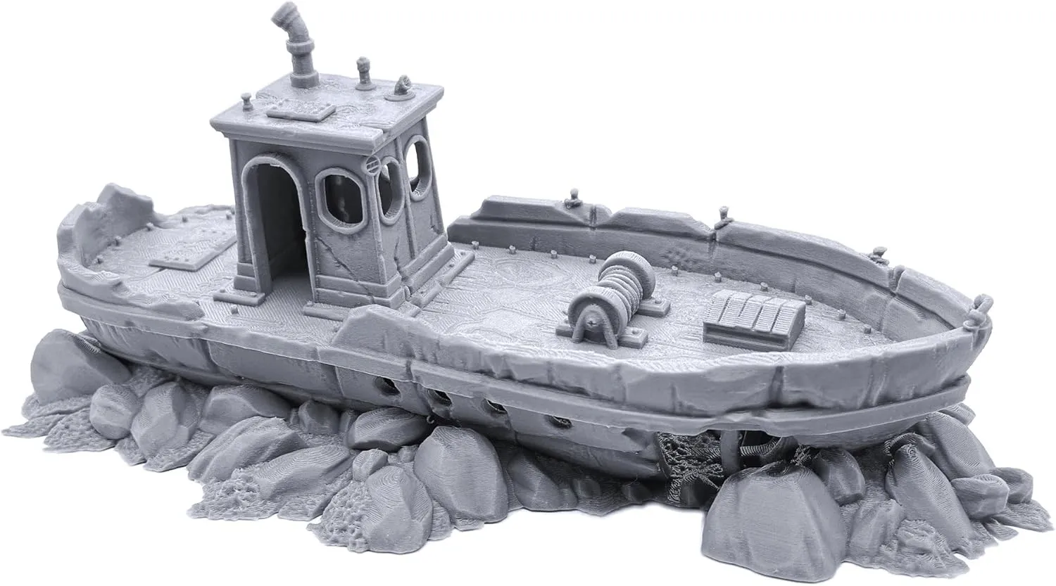 EnderToys Ruined Fishing Boat by Printable Scenery, 3D Printed Tabletop RPG Scenery and Wargame Terrain 28mm Miniatures
