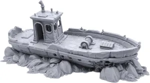 EnderToys Ruined Fishing Boat by Printable Scenery, 3D Printed Tabletop RPG Scenery and Wargame Terrain 28mm Miniatures