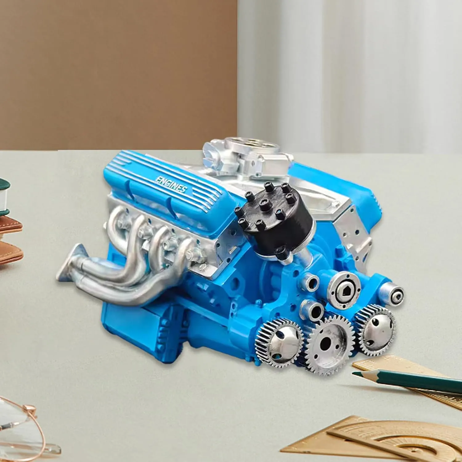 Engine Model | Engine Kit Toy | Creative Resin Craft Desk Ornament for Home Workplace Workshop Garage Hobby Collector Display Birthday