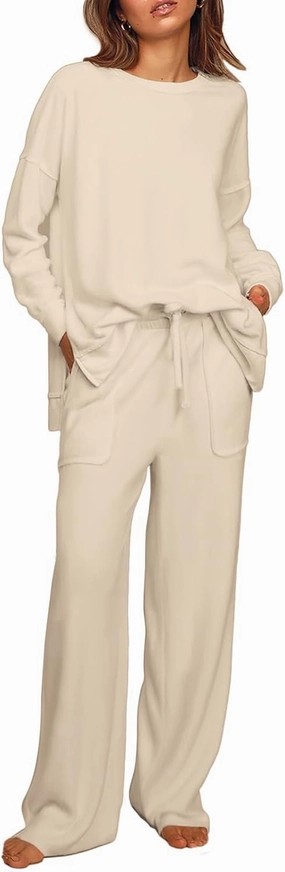 ETCYY NEW Lounge Sets for Women 2 Piece Outfits with Side Split Sweatshirt Tops and Wide Leg Sweatpants