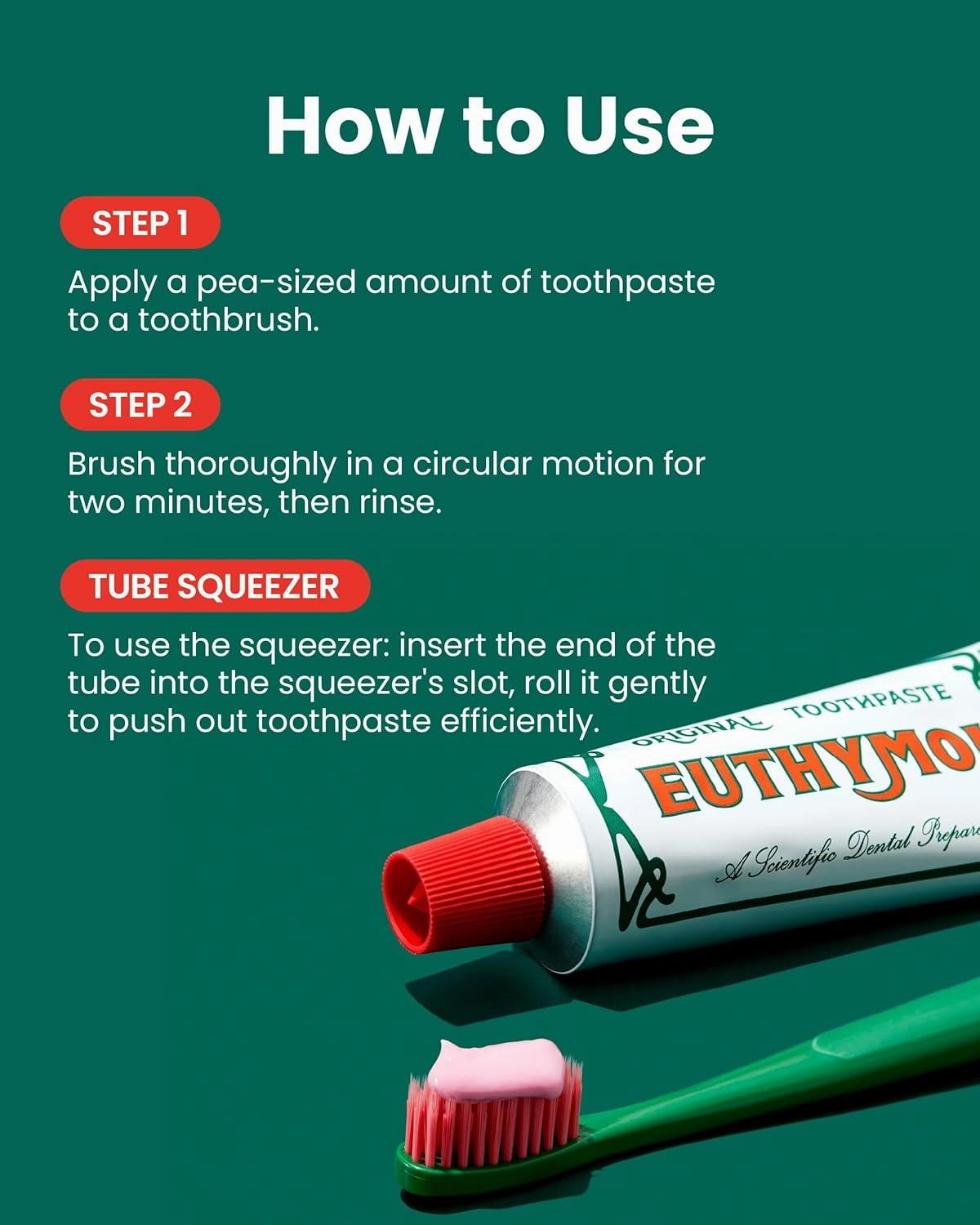 EUTHYMOL Original Toothpaste Set (Gift Set, 3.7fl oz*2, Sqeezer Set) - Fluoride-Free for Sensitive Teeth & Gum. Bad Breath, Cavity Prevention, 12-Hour Long Lasting Freshness with Wintergreen