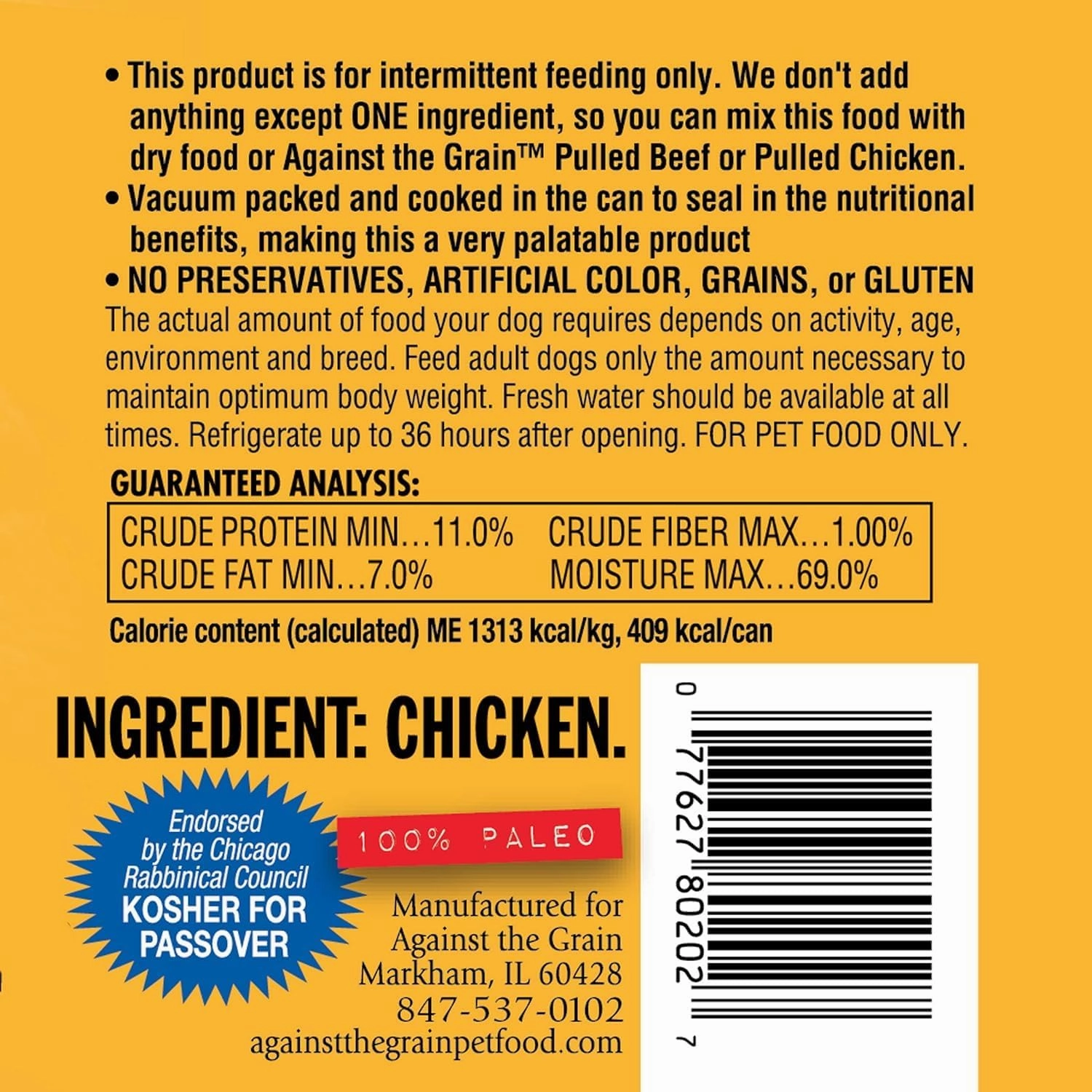 Evanger's Against The Grain One Ingredient Canned Dog Food Variety Pack, 2 Salmon, 2 Chicken, 2 Duck, 11 oz cans Variety Pack