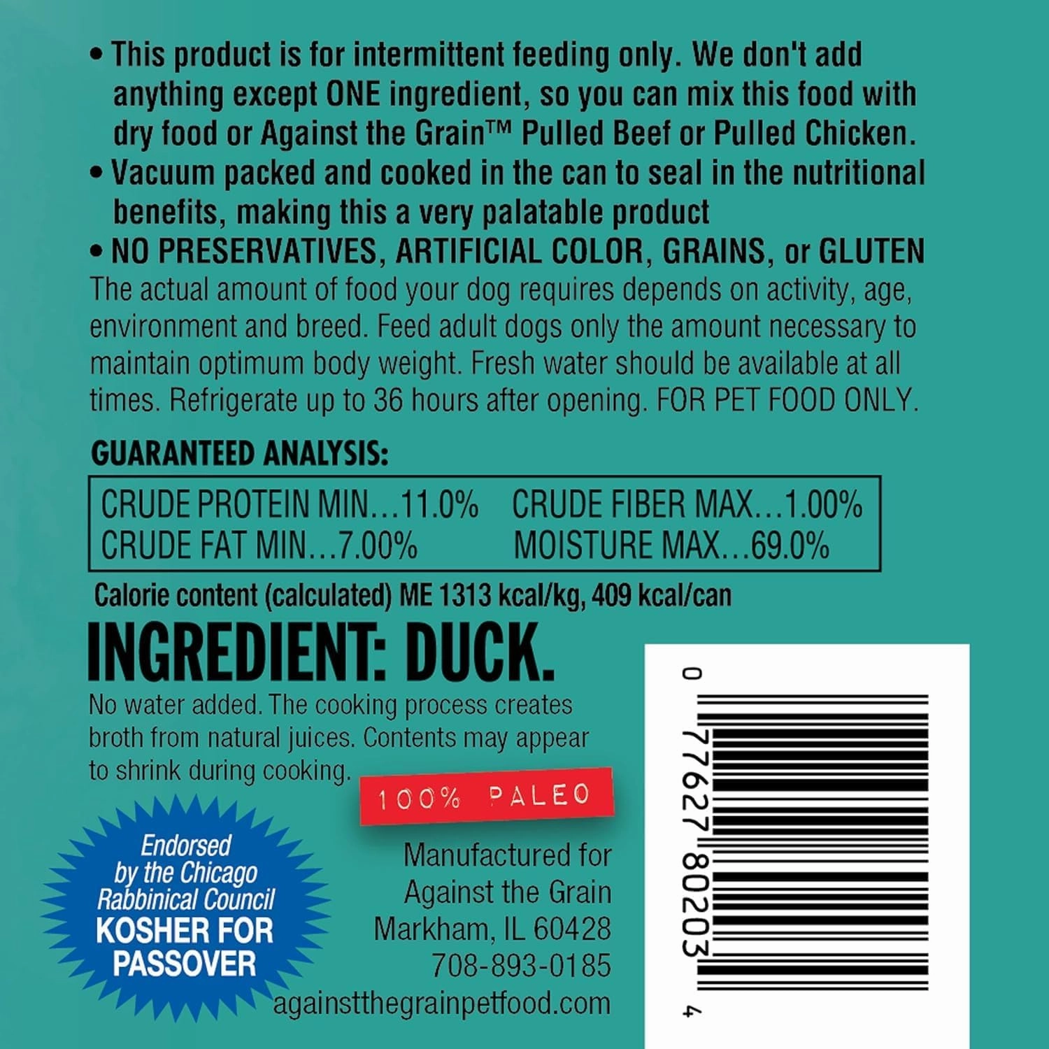 Evanger's Against The Grain One Ingredient Canned Dog Food Variety Pack, 2 Salmon, 2 Chicken, 2 Duck, 11 oz cans Variety Pack