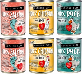 Evanger's Against The Grain One Ingredient Canned Dog Food Variety Pack, 2 Salmon, 2 Chicken, 2 Duck, 11 oz cans Variety Pack