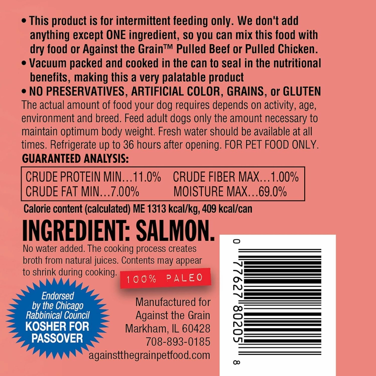 Evanger's Against The Grain One Ingredient Canned Dog Food Variety Pack, 2 Salmon, 2 Chicken, 2 Duck, 11 oz cans Variety Pack
