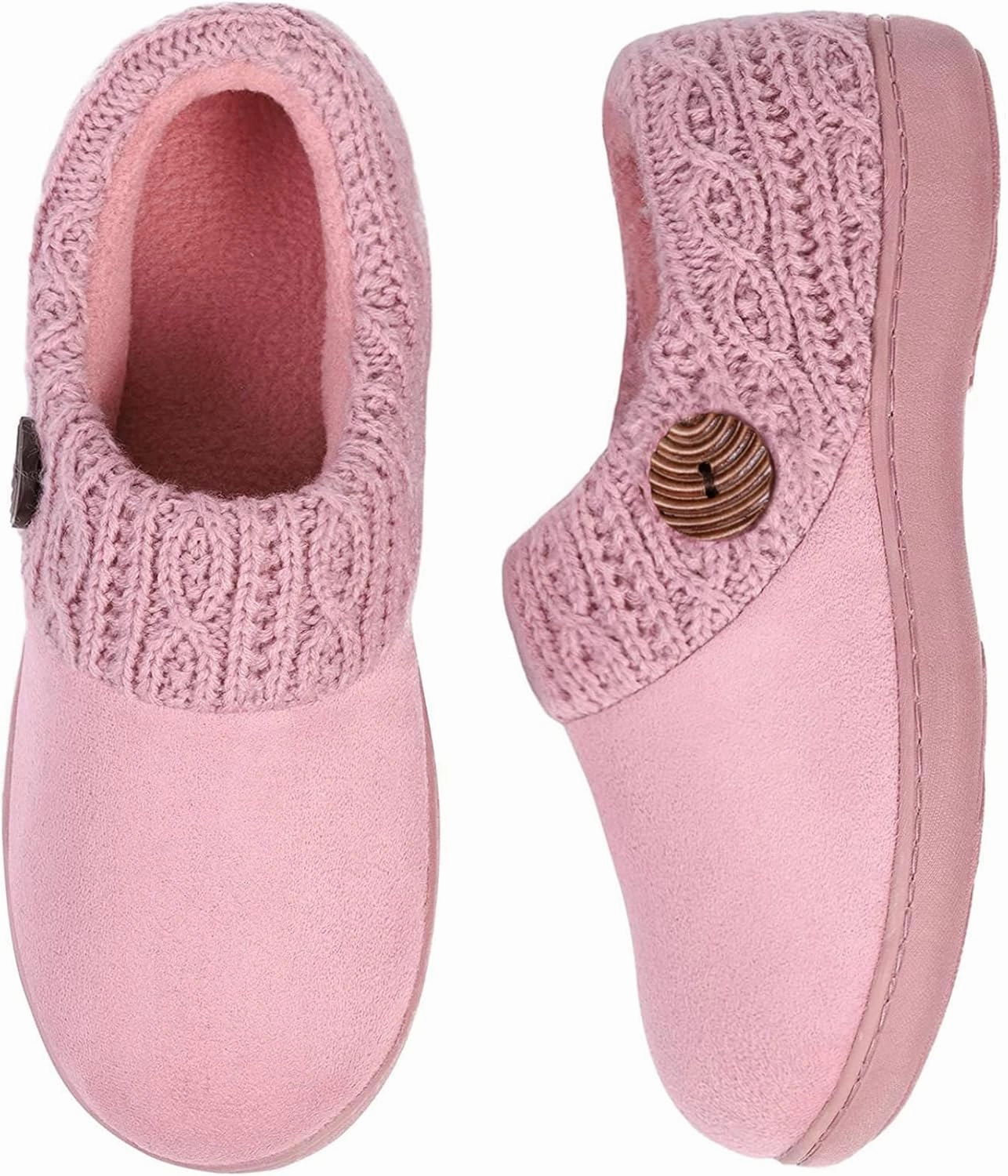 EverFoams Women's Microsuede Slippers Warm Comfy Memory Foam Indoor House Shoes with Knit Collar