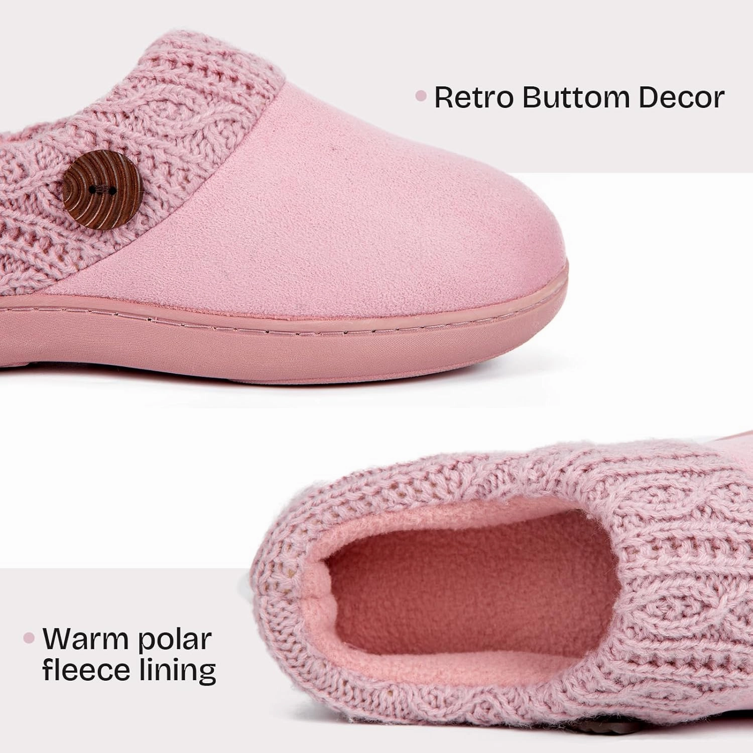 EverFoams Women's Microsuede Slippers Warm Comfy Memory Foam Indoor House Shoes with Knit Collar