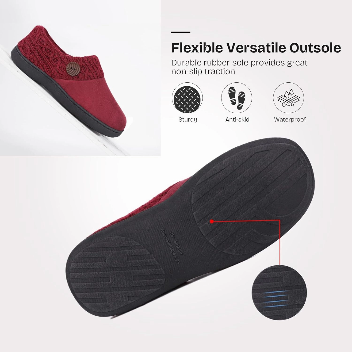 EverFoams Women's Microsuede Slippers Warm Comfy Memory Foam Indoor House Shoes with Knit Collar
