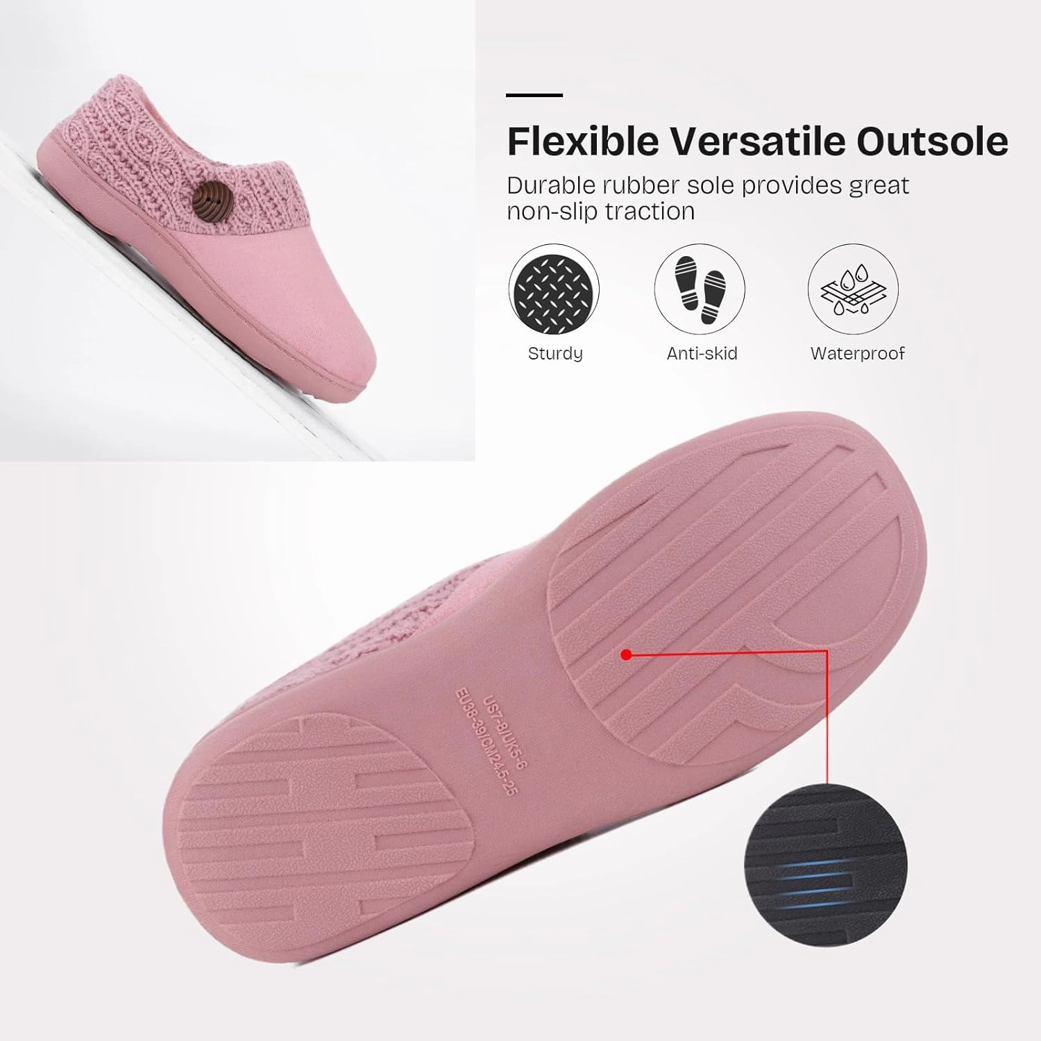 EverFoams Women's Microsuede Slippers Warm Comfy Memory Foam Indoor House Shoes with Knit Collar