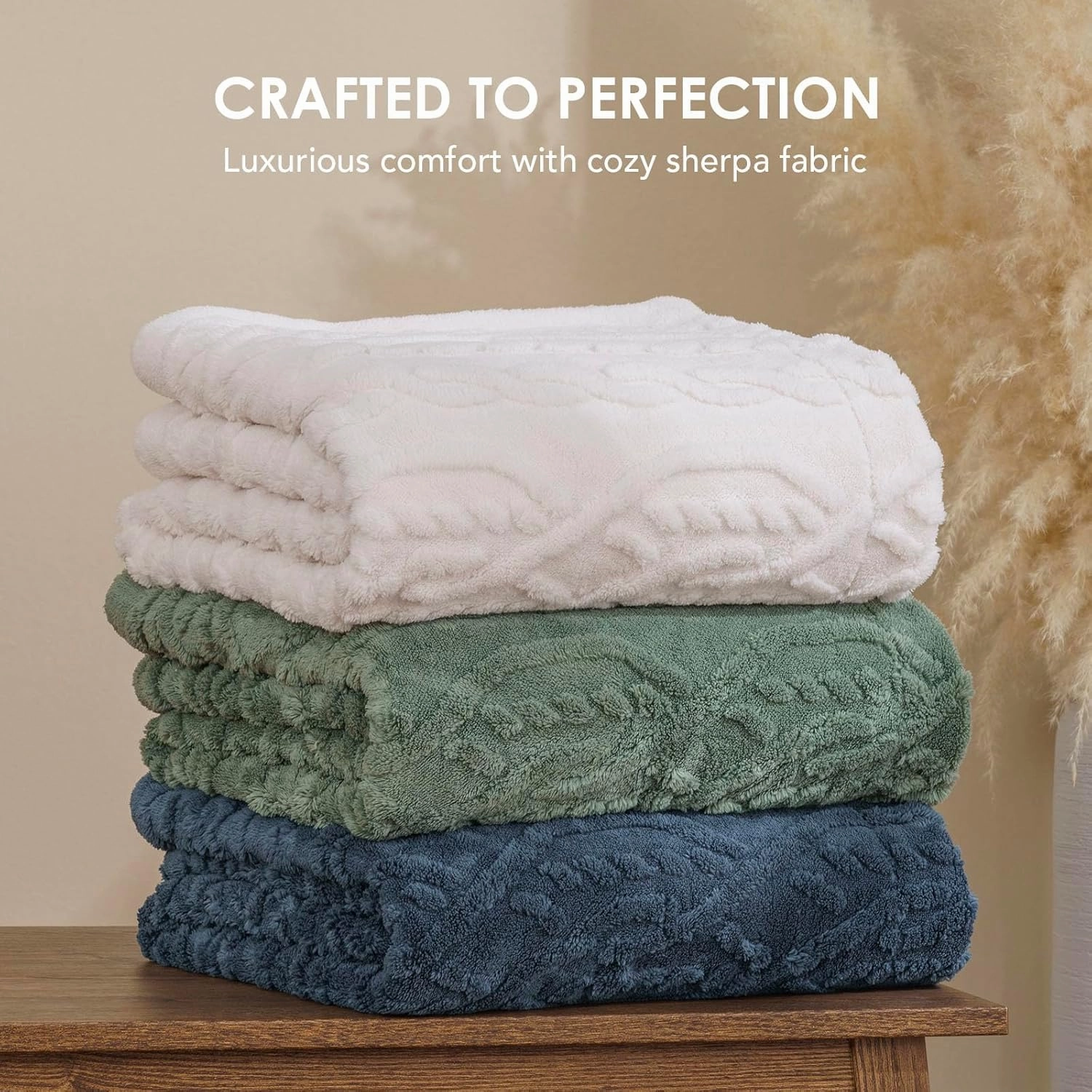 EVERGRACE Classic Cable Jacquard Sherpa Fleece Throw Blanket for Couch, Soft Cozy Fuzzy Plush Blankets for All Seasons, Reversible Thick Warm Blanket for Bed, Sofa, Living Room, Stormy Blue, 50" x 60"